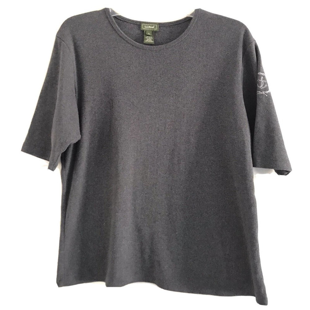 L.L. Bean Women's Grey Short Sleeve Crew Neck Pullover T-Shirt Size Large L